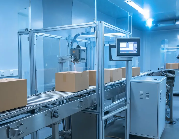 Videojet laser marking head on a packaging line
